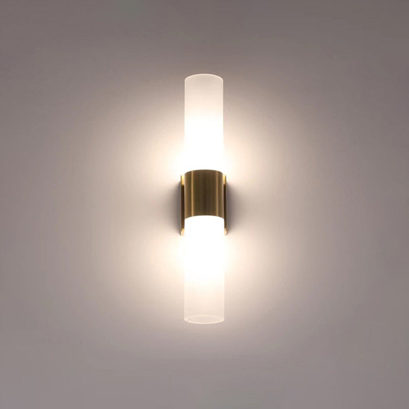 Contemporary Nordic Cylinder Iron Acrylic 2-Light Wall Sconce Lamp For Living Room