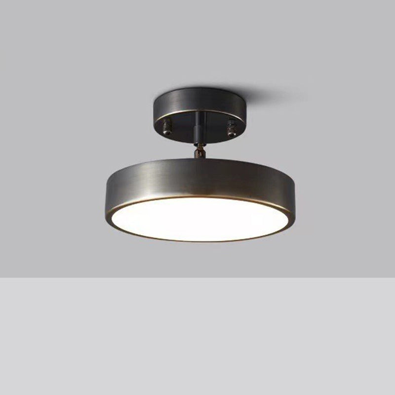Modern Luxury Adjustable Angle Round Copper Acrylic LED Semi-Flush Mount Ceiling Light For Living Room