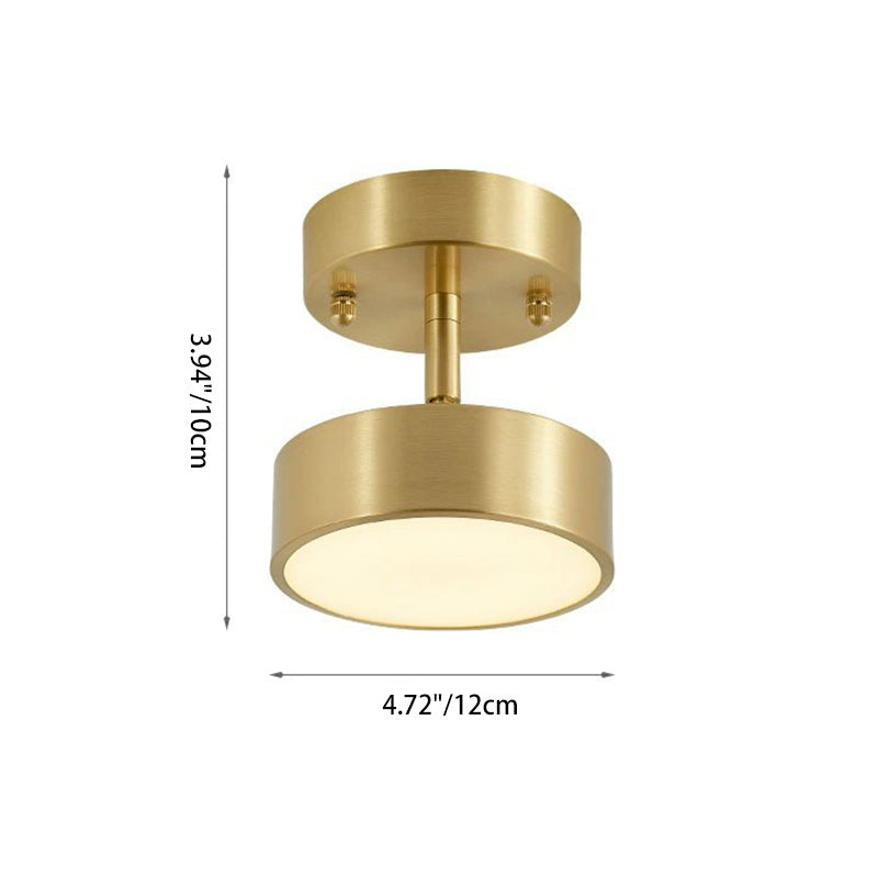 Modern Luxury Adjustable Angle Round Copper Acrylic LED Semi-Flush Mount Ceiling Light For Living Room