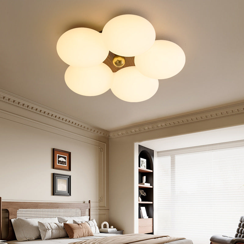 Contemporary Creative Romantic Flower Iron Plastic LED Flush Mount Ceiling Light For Bedroom