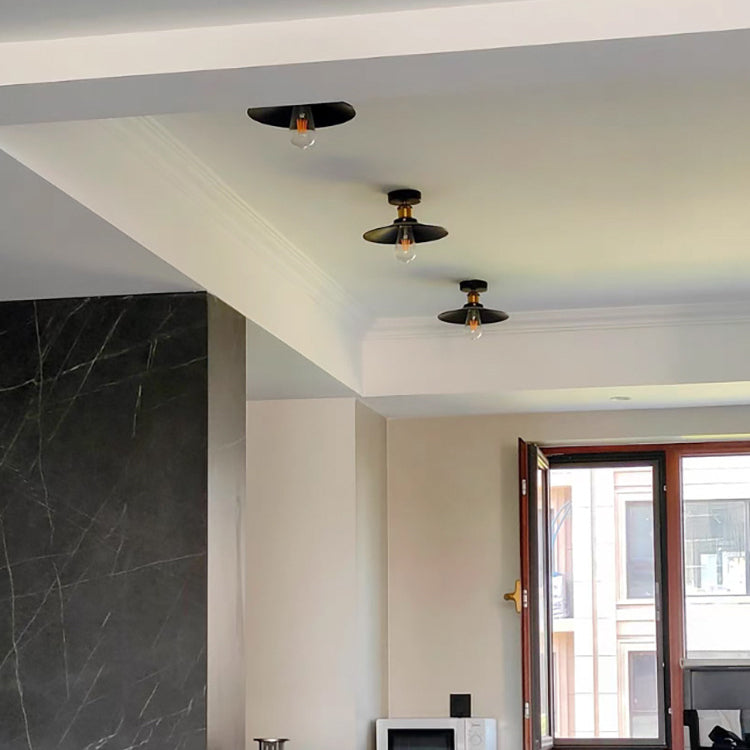 Contemporary Industrial Round Lotus Leaf Shape Iron 1-Light Semi-Flush Mount Ceiling Light For Living Room