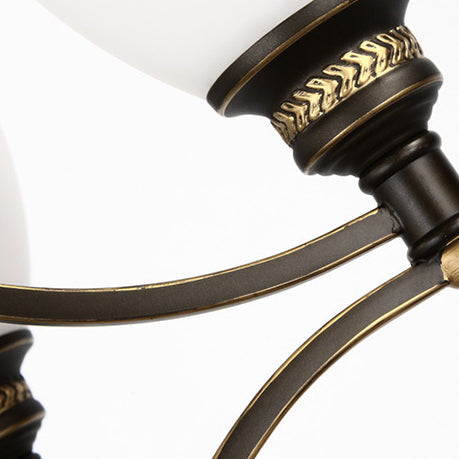 Contemporary Retro Branch Round Cup Shape Glass Shade Metal Frame 3/6/8 Light Chandelier For Living Room