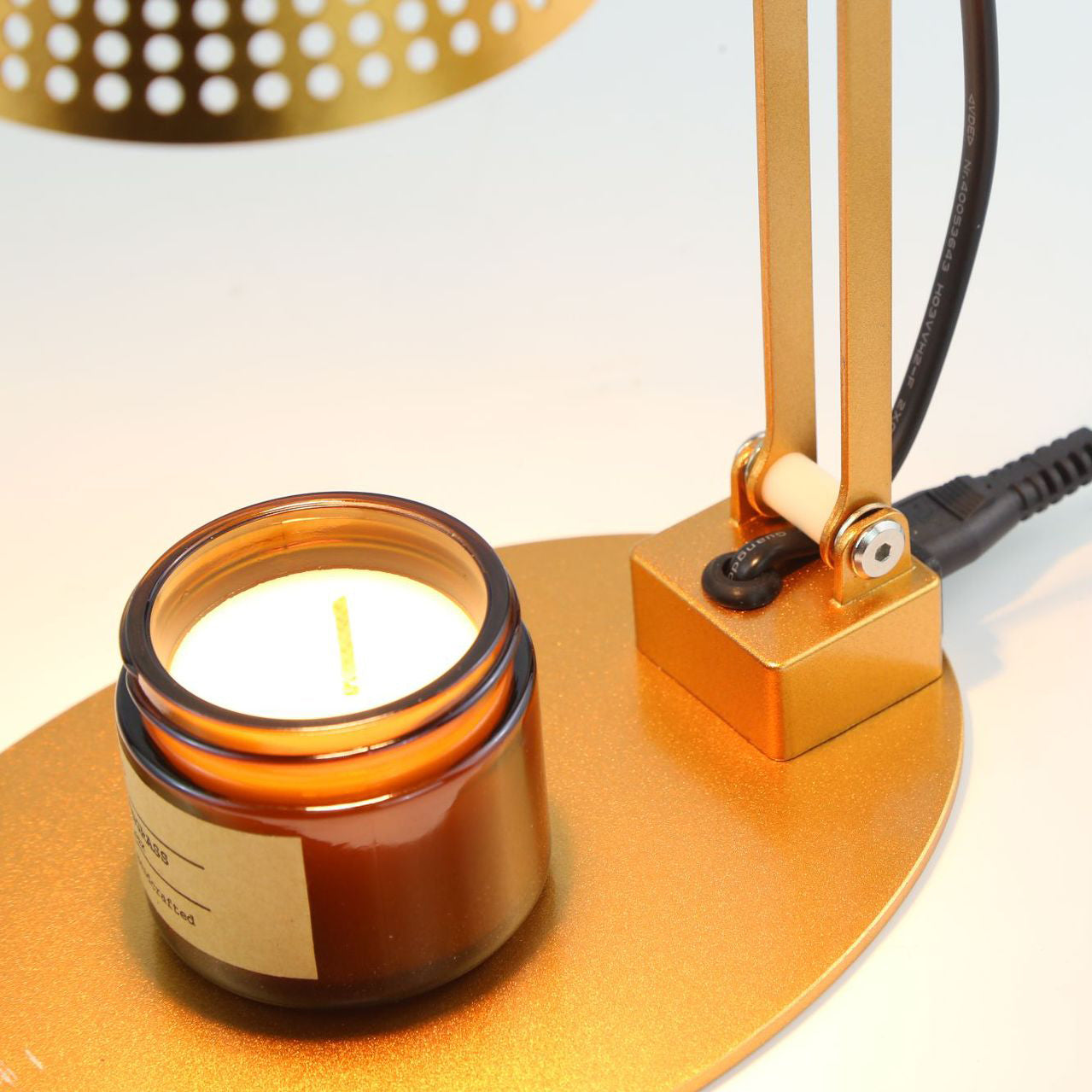Modern Minimalist Romantic Collapsible Cylinder Striped Iron Glass Shade 1-Light Aroma Melting Wax Table Lamp For Bedroom