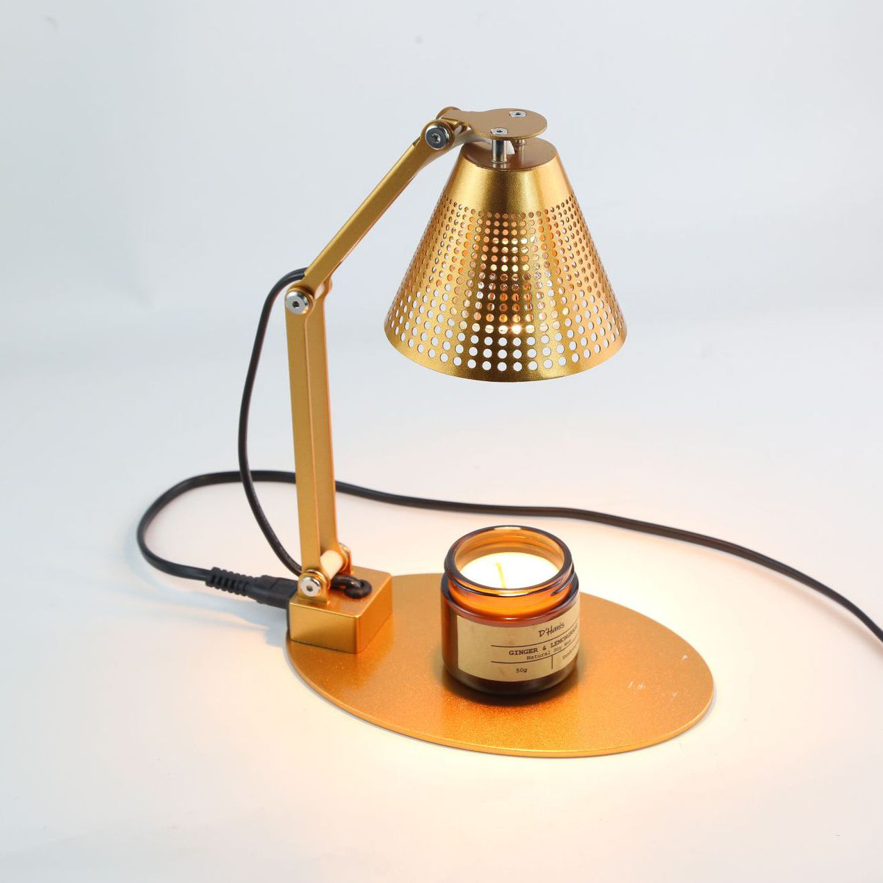 Modern Minimalist Romantic Collapsible Cylinder Striped Iron Glass Shade 1-Light Aroma Melting Wax Table Lamp For Bedroom