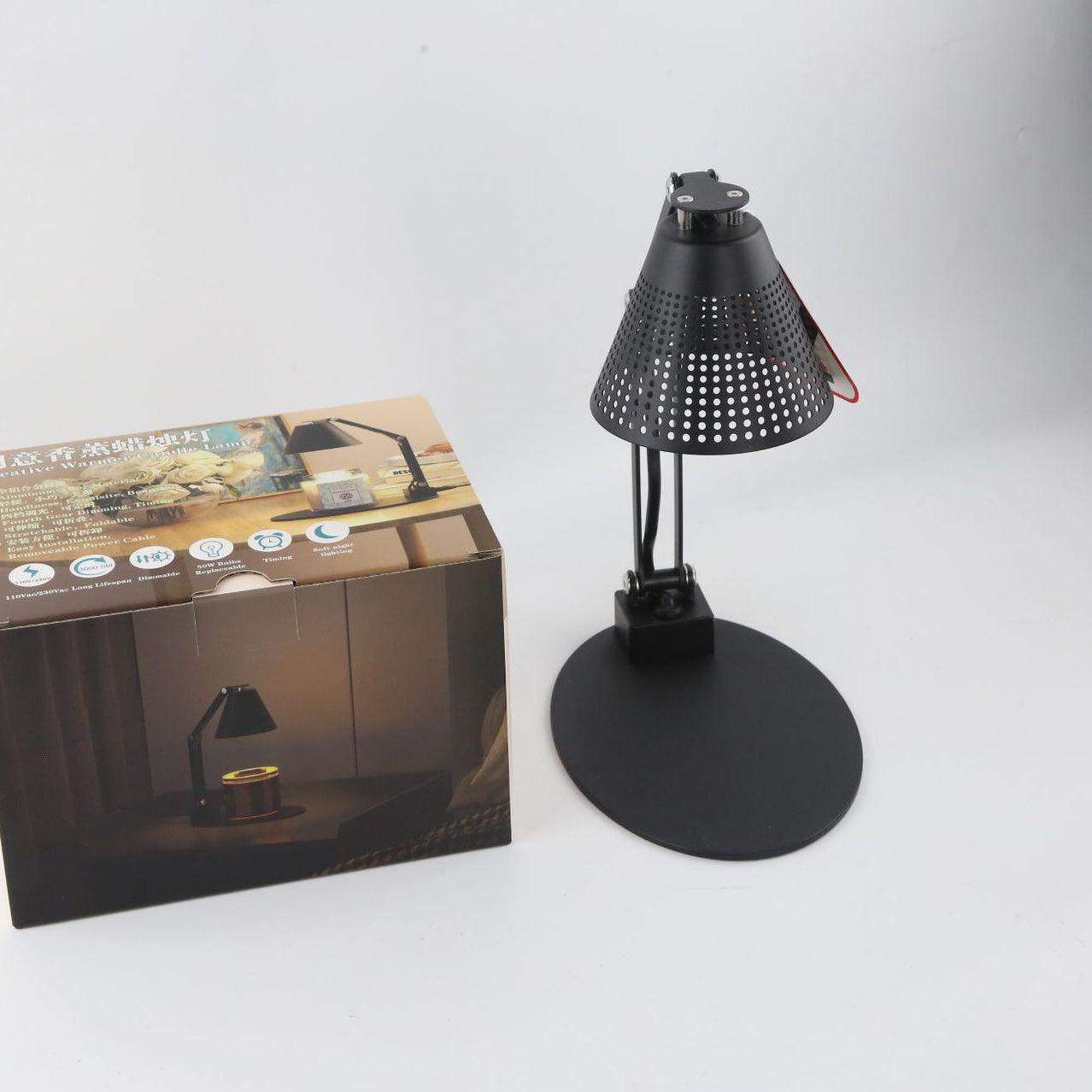 Modern Minimalist Romantic Collapsible Cylinder Striped Iron Glass Shade 1-Light Aroma Melting Wax Table Lamp For Bedroom