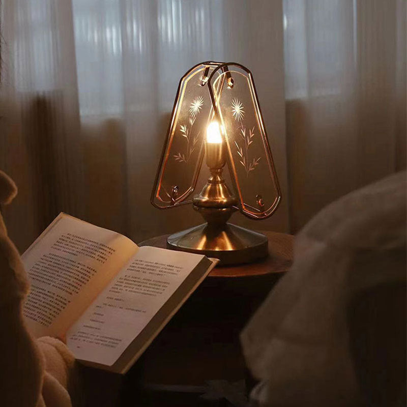 Modern Art Deco Rectangle Clip Corner Candle Holder Iron Acrylic 1-Light Table Lamp For Living Room