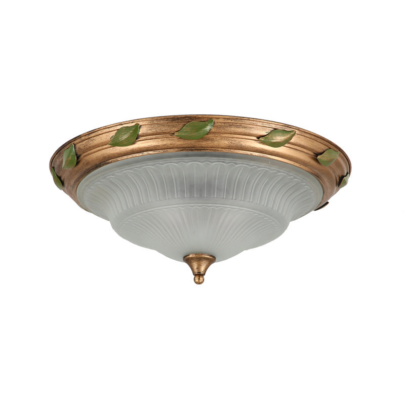 Traditional European Iron Glass Cone-Shaped 3/4/5-Light Flush Mount Ceiling Light For Living Room Or Bedroom