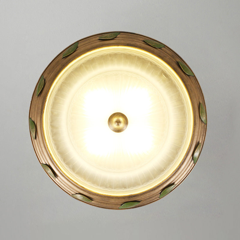 Traditional European Iron Glass Cone-Shaped 3/4/5-Light Flush Mount Ceiling Light For Living Room Or Bedroom