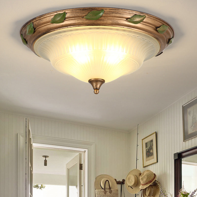 Traditional European Iron Glass Cone-Shaped 3/4/5-Light Flush Mount Ceiling Light For Living Room Or Bedroom