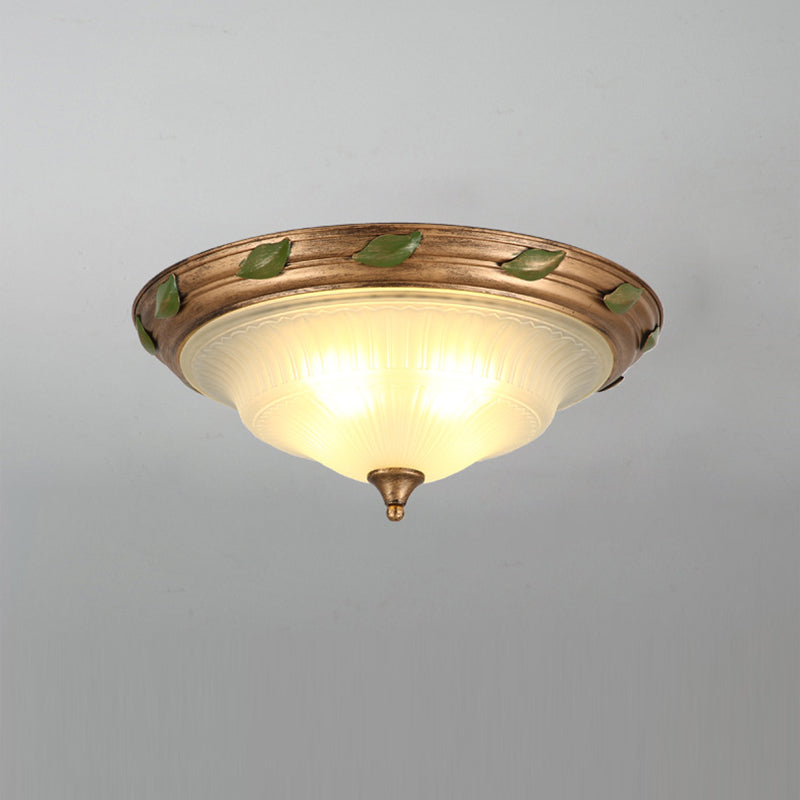 Traditional European Iron Glass Cone-Shaped 3/4/5-Light Flush Mount Ceiling Light For Living Room Or Bedroom