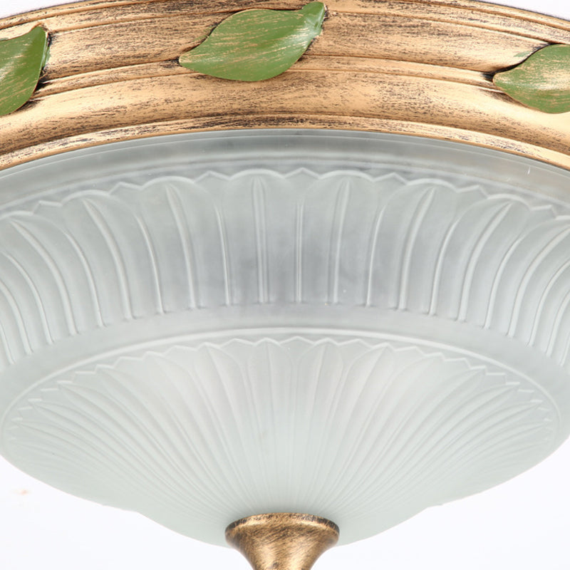 Traditional European Iron Glass Cone-Shaped 3/4/5-Light Flush Mount Ceiling Light For Living Room Or Bedroom