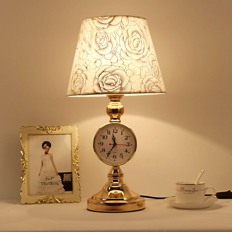 Traditional European Iron Fabric Truncated Cone 1-Light Table Lamp For Bedside Or Study