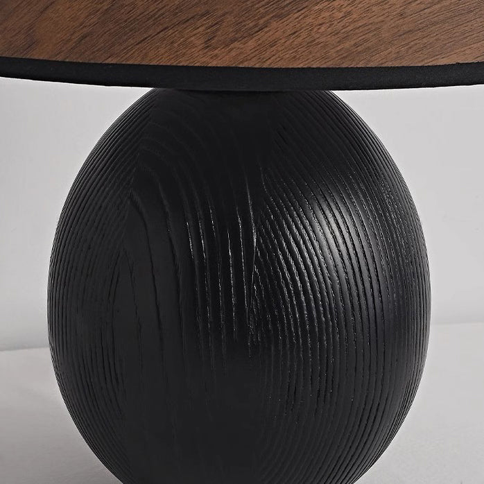 Traditional Vintage Round Conical Jar Base Solid Wood 1-Light Table Lamp For Bedroom