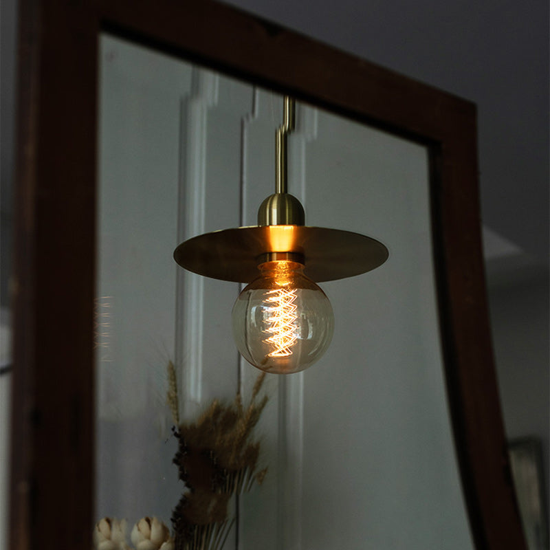 Modern Minimalist Round Copper Glass 1-Light Pendant Light For Living Room