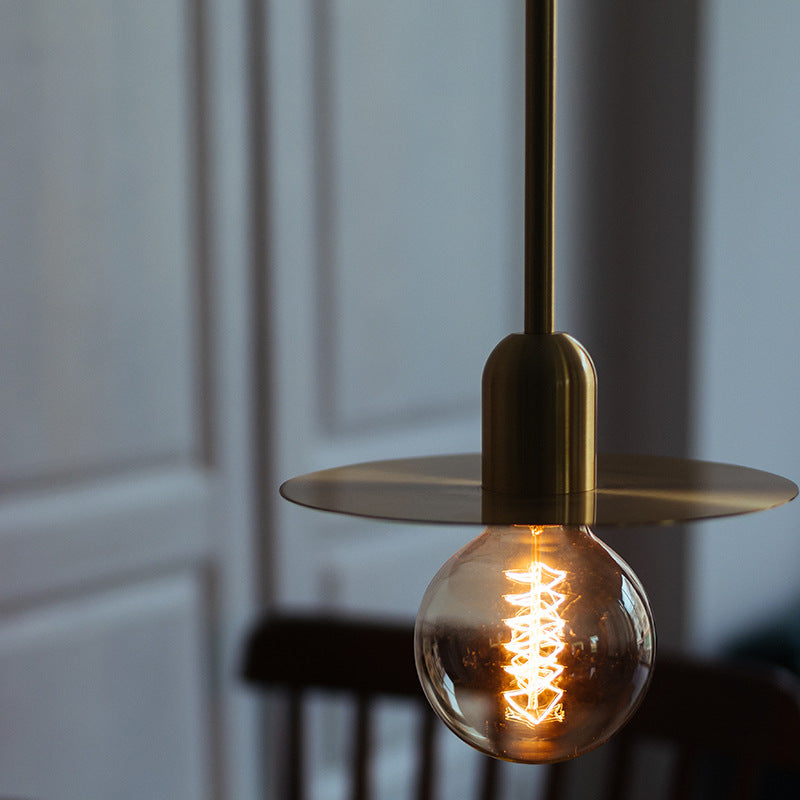 Modern Minimalist Round Copper Glass 1-Light Pendant Light For Living Room