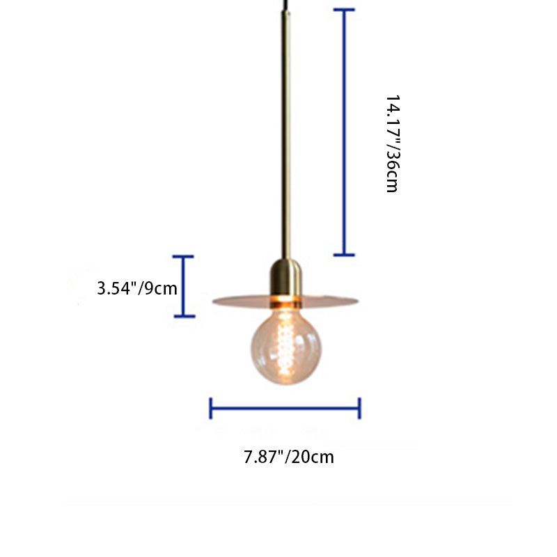 Modern Minimalist Round Copper Glass 1-Light Pendant Light For Living Room
