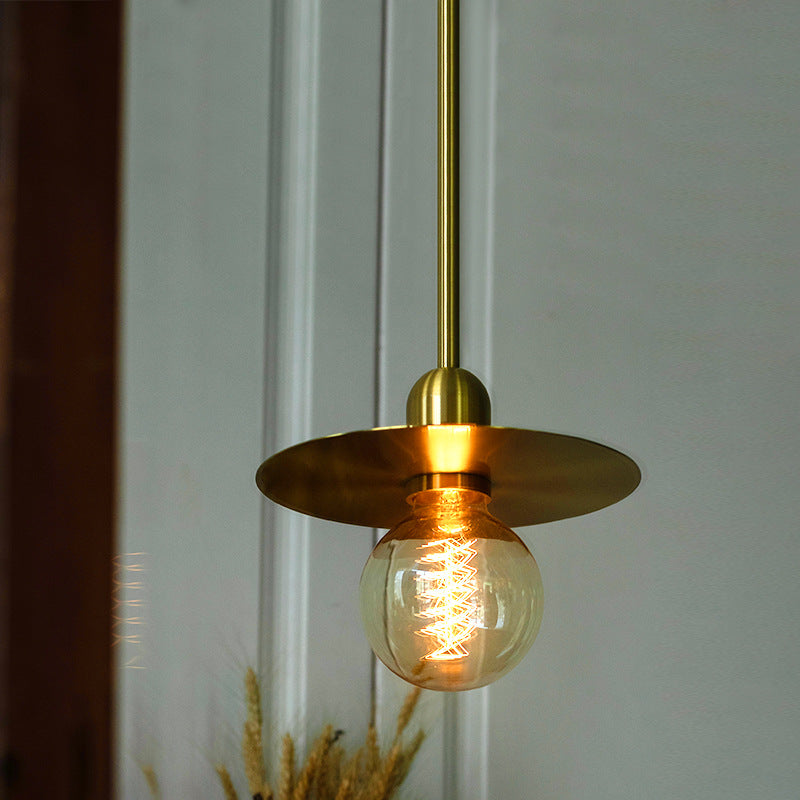 Modern Minimalist Round Copper Glass 1-Light Pendant Light For Living Room