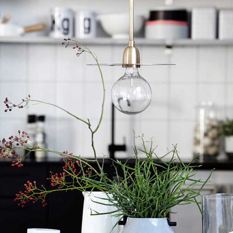 Modern Minimalist Round Copper Glass 1-Light Pendant Light For Living Room