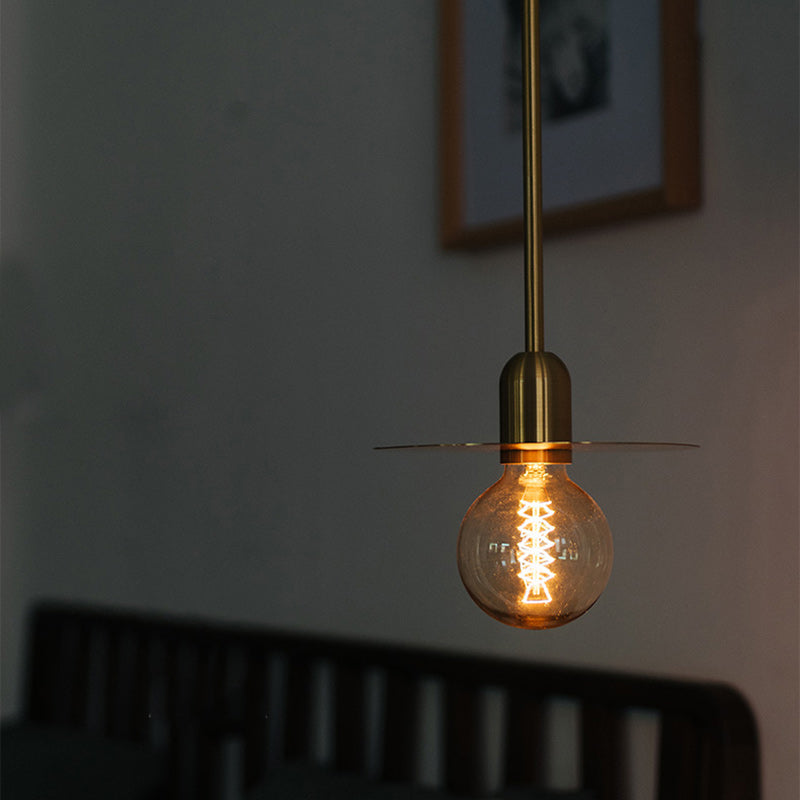 Modern Minimalist Round Copper Glass 1-Light Pendant Light For Living Room