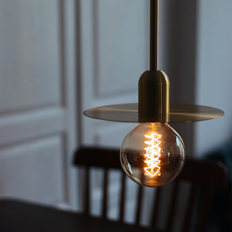 Modern Minimalist Round Copper Glass 1-Light Pendant Light For Living Room