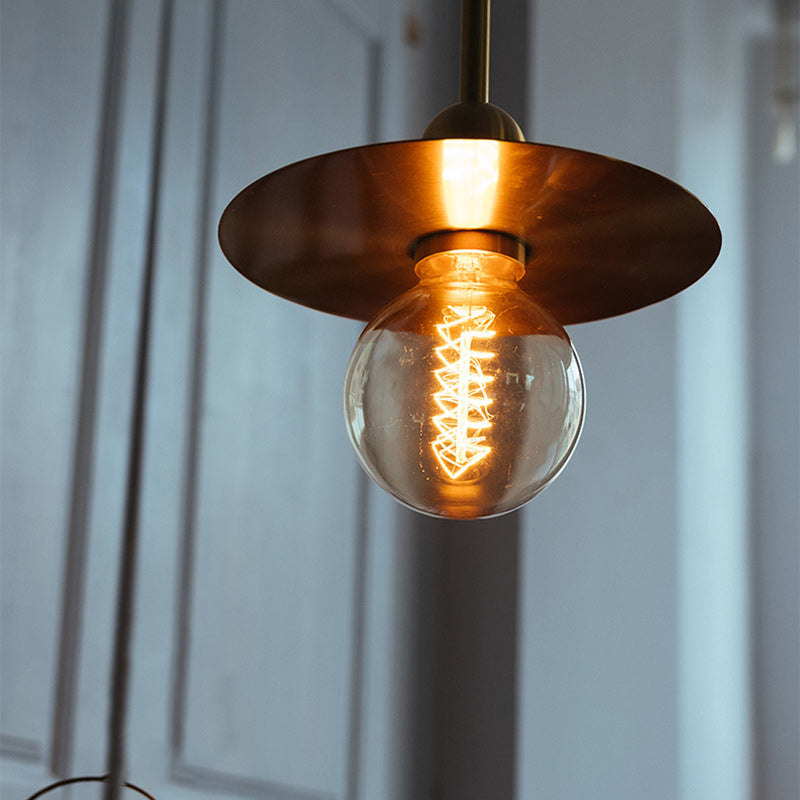 Modern Minimalist Round Copper Glass 1-Light Pendant Light For Living Room