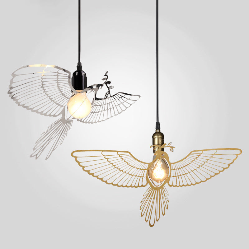 مصباح معلق تقليدي ريفي على شكل طائر من الحديد مزود بمصباح واحد لغرفة المعيشة