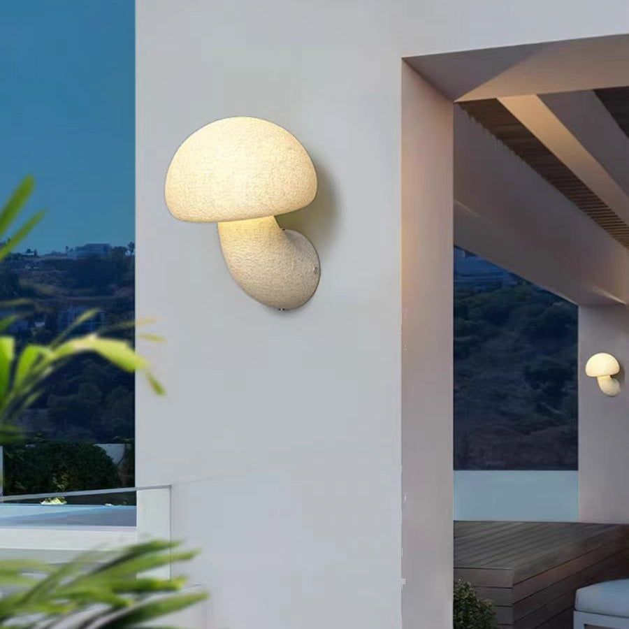 Contemporary Creative Mushroom Resin LED Wall Sconce Lamp For Outdoor