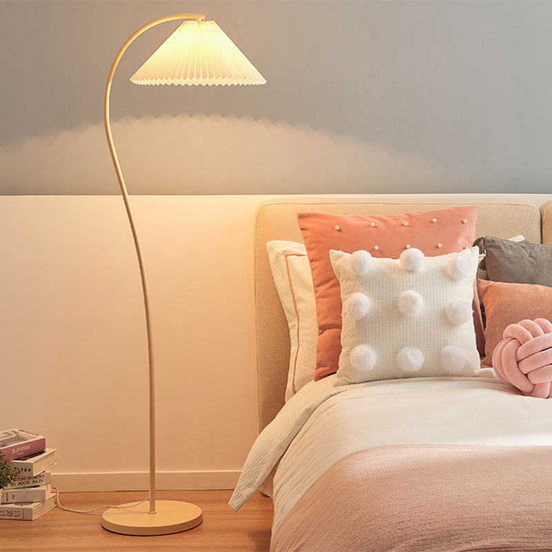 Modern Minimalist Cone Iron Fabric 1-Light Standing Floor Lamp For Living Room