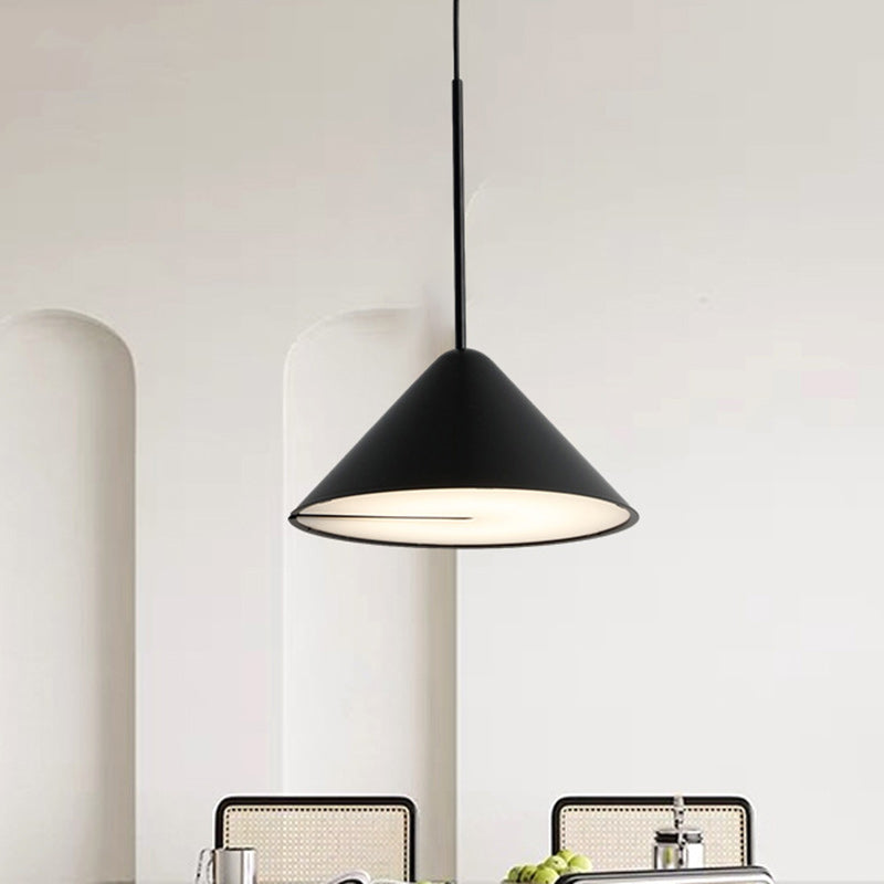 Modern Minimalist Cone Iron Acrylic LED Pendant Light For Living Room