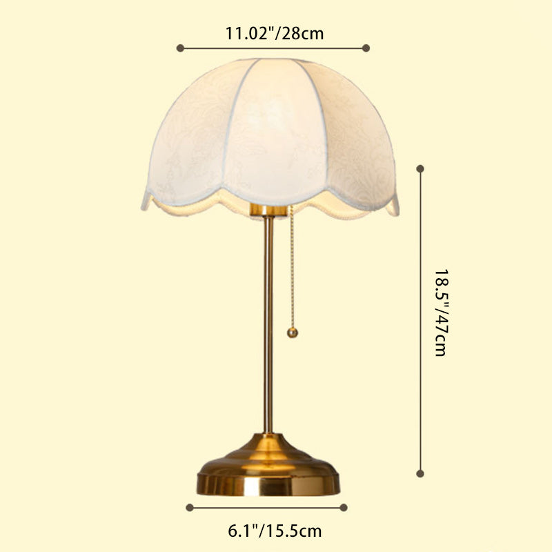 Traditional Vintage Dome Fabric Iron 1-Light Table Lamp For Living Room
