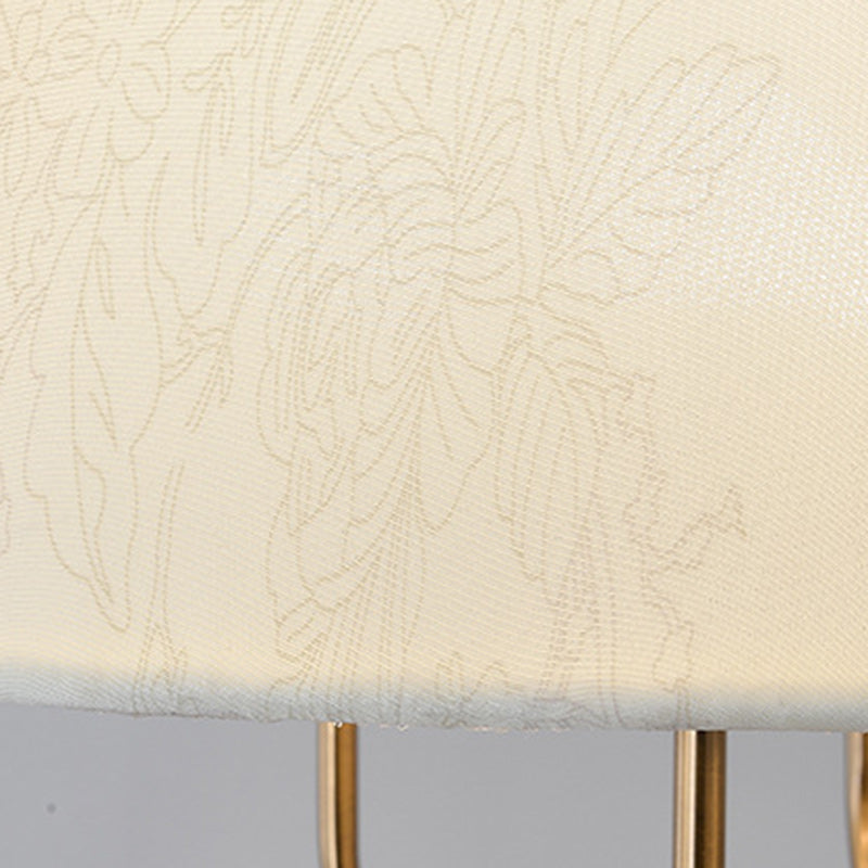 Traditional Vintage Dome Wood Iron Fabric 4/5-Light Chandelier For Living Room