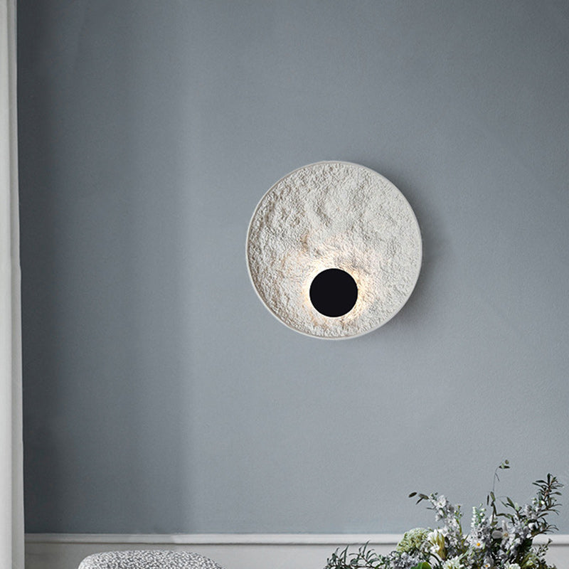 Modern Minimalist Round Iron Resin LED Wall Sconce Lamp For Living Room