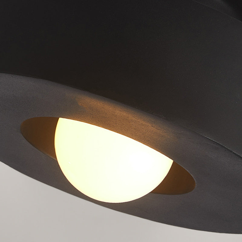 Contemporary Nordic Round Plastic 1-Light Semi-Flush Mount Ceiling Light For Living Room