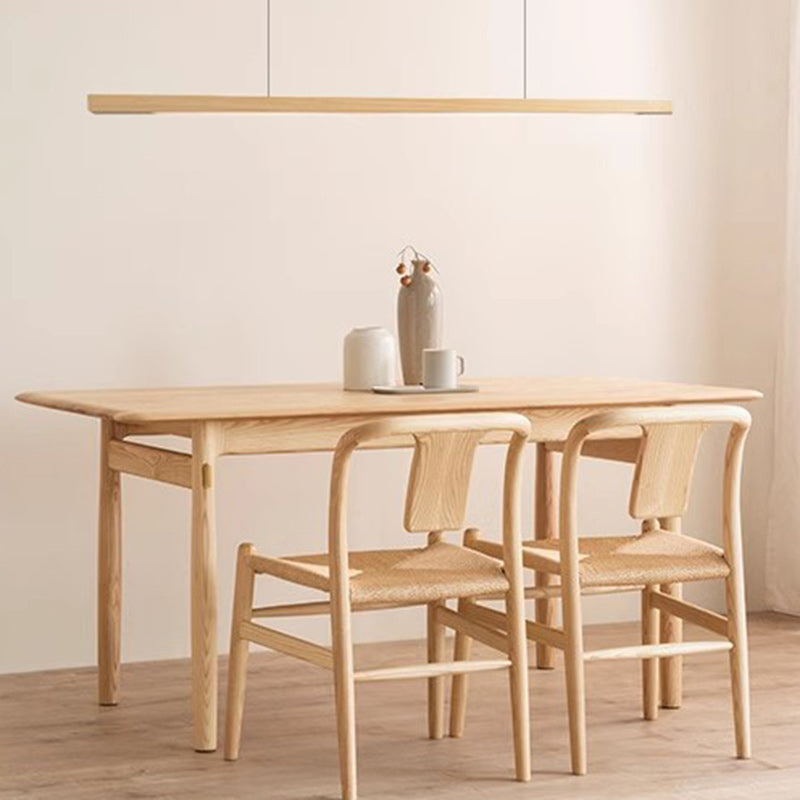 Modern Minimalist Strip Wood Acrylic LED Island Light Chandelier For Living Room