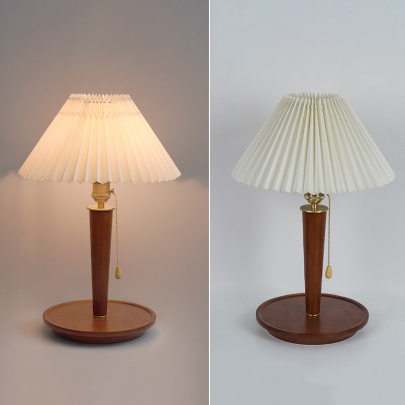 Traditional Vintage Dome Iron Wood Fabric 1-Light Table Lamp For Living Room