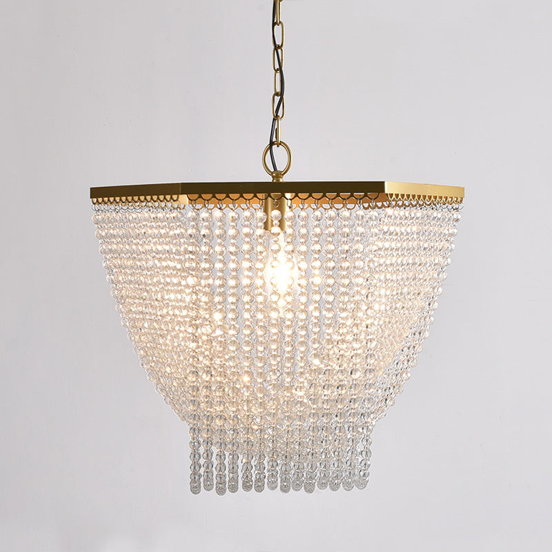 مصباح معلق تقليدي فاخر من الحديد الكريستالي على شكل دمعة، مزود بمصباح واحد لغرفة المعيشة