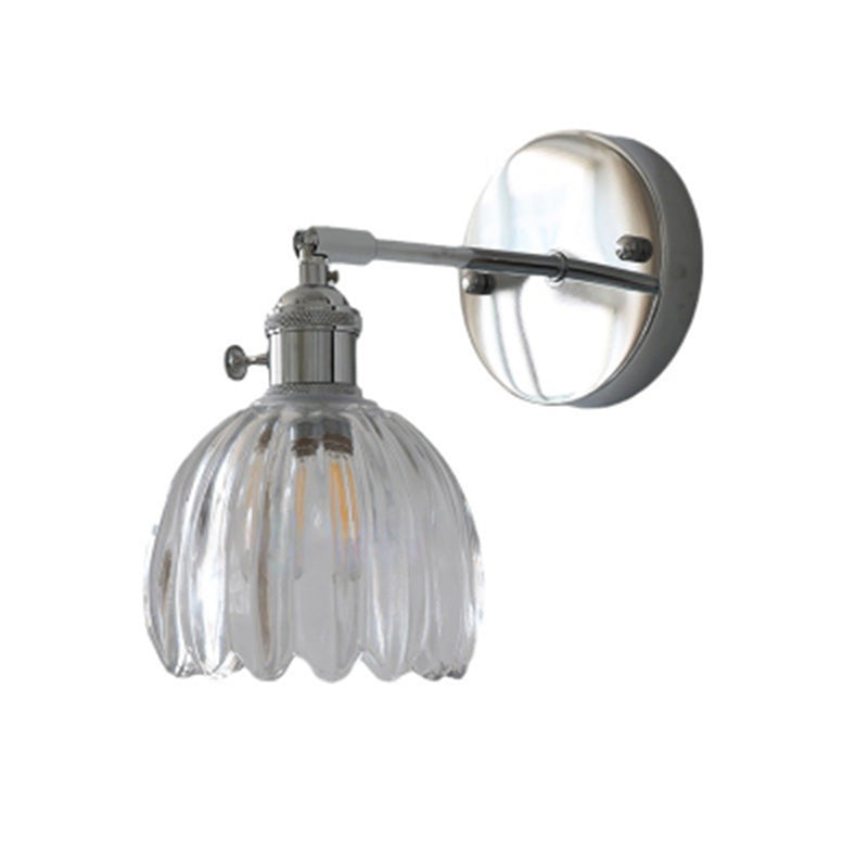 مصباح حائطي ياباني تقليدي مصنوع من الحديد والزجاج ومصباح واحد لغرفة المعيشة