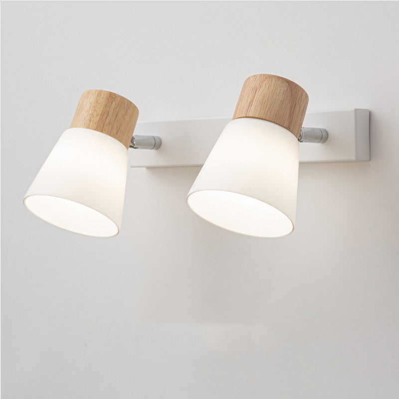 Traditional Japanese Drum Wood Iron Glass 1/2-Light Wall Sconce Lamp For Living Room
