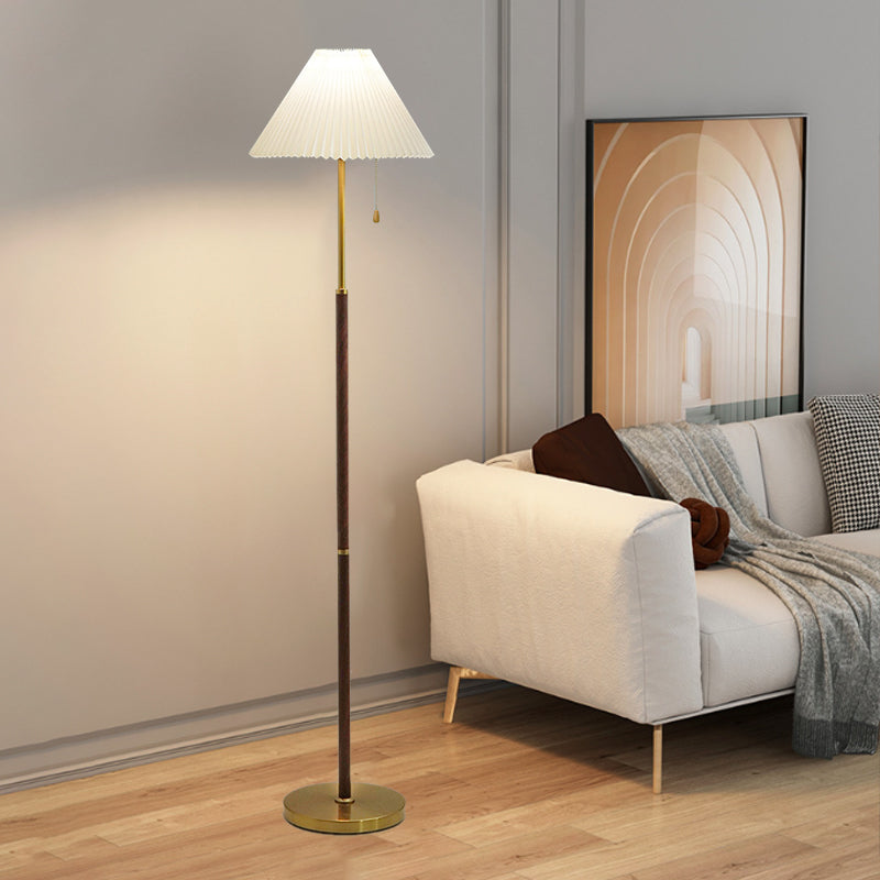 Traditional Vintage Drum Iron Fabric 1-Light Standing Floor Lamp For Living Room