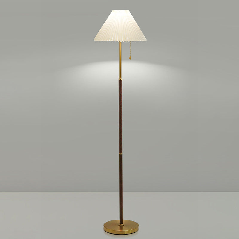 Traditional Vintage Drum Iron Fabric 1-Light Standing Floor Lamp For Living Room