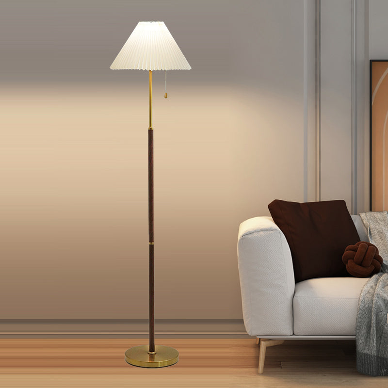Traditional Vintage Drum Iron Fabric 1-Light Standing Floor Lamp For Living Room