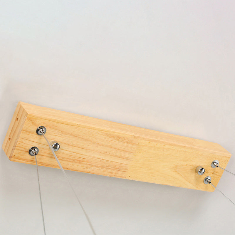 Contemporary Scandinavian Oval Wood Acrylic LED Chandelier For Dining Room