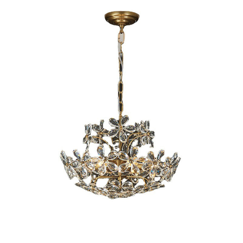 Contemporary Luxury Flower Iron Crystal 6-Light Chandelier For Living Room