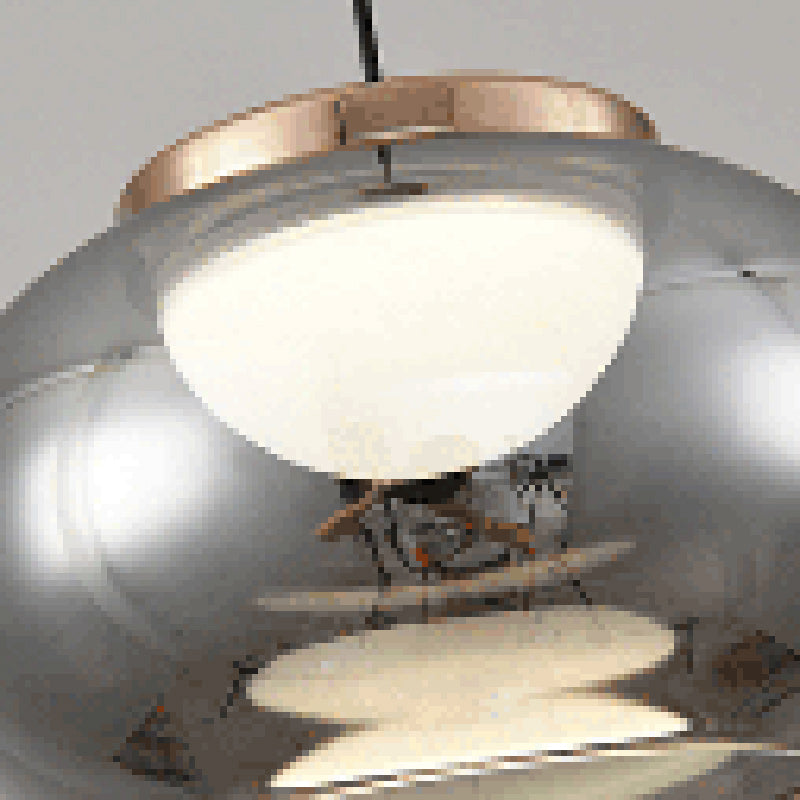 Modern Minimalist Round Iron Glass Acrylic LED Pendant Light For Living Room