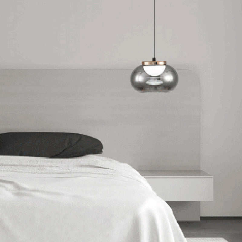 Modern Minimalist Round Iron Glass Acrylic LED Pendant Light For Living Room