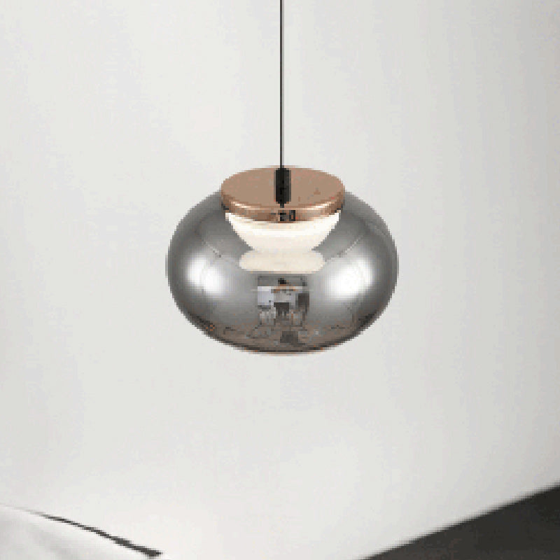 Modern Minimalist Round Iron Glass Acrylic LED Pendant Light For Living Room