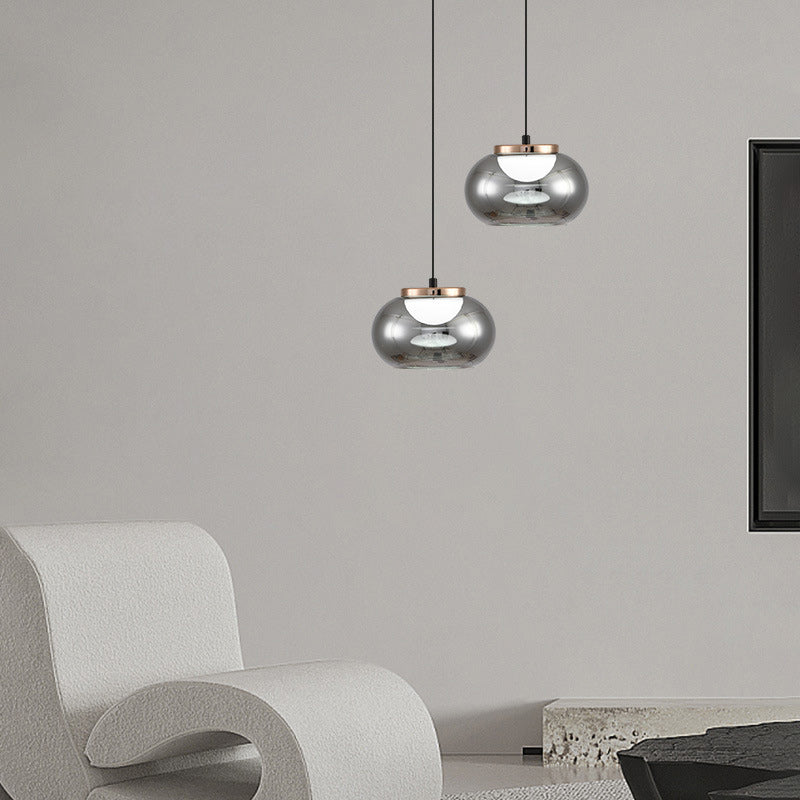 Modern Minimalist Round Iron Glass Acrylic LED Pendant Light For Living Room