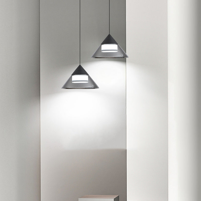 Modern Minimalist Round Iron Glass Acrylic LED Pendant Light For Living Room