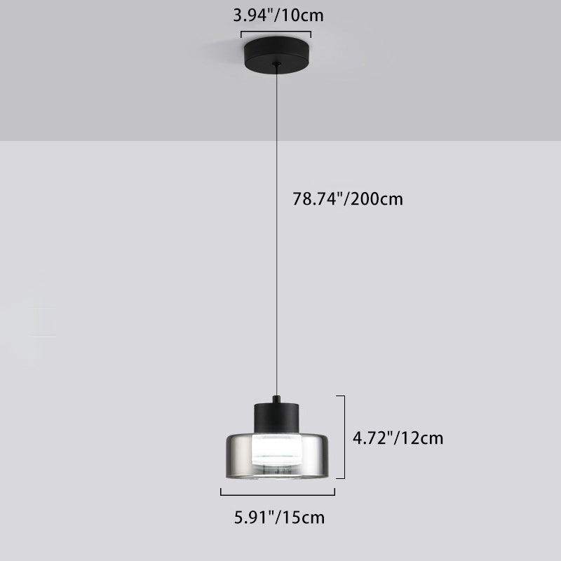 Modern Minimalist Round Iron Glass Acrylic LED Pendant Light For Living Room