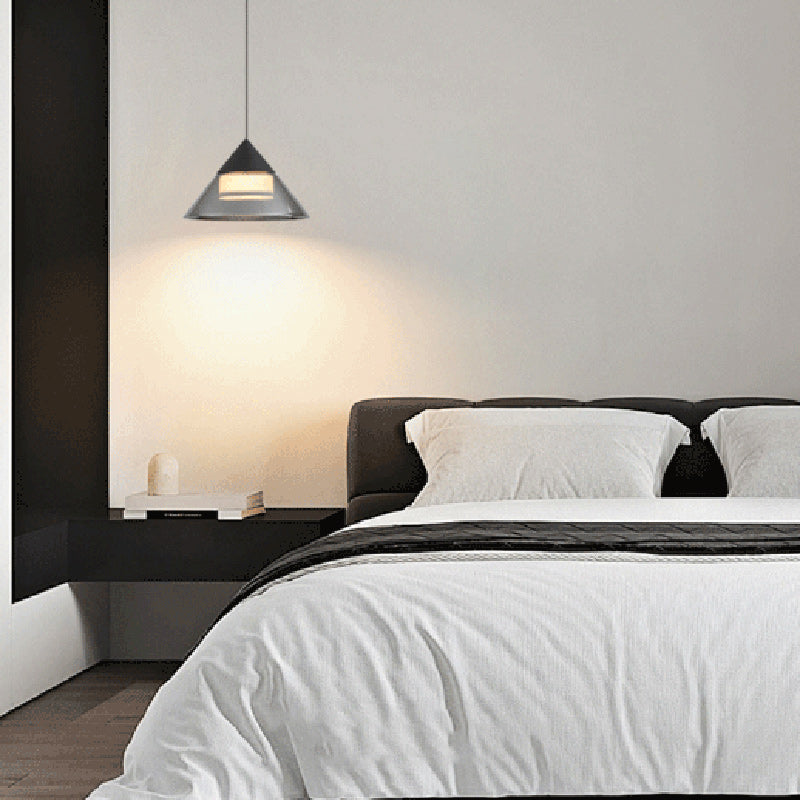 Modern Minimalist Round Iron Glass Acrylic LED Pendant Light For Living Room